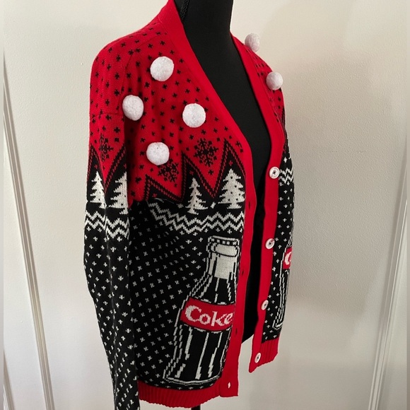 Coca Cola Ugly Christmas Sweater Coke Bottle Polar Bear Real Thing Size Small/ M - Picture 3 of 7